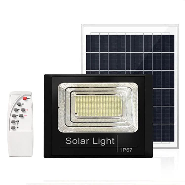 LEDソーラー投光器 65W相当 防水 電気代ゼロ 配線工事不要 リモコン付 調光機能 太陽光充電 作業灯 防犯灯 庭園照明 看板照明 昼光色｜たねまるクローズショップ