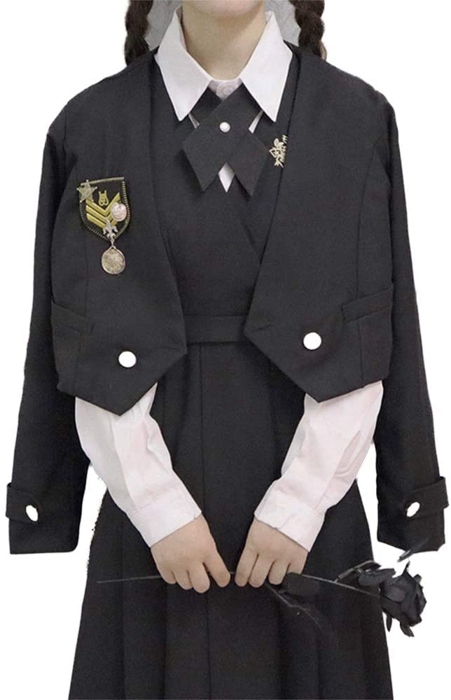 黒セーラー服長袖ブレザーワンピースロングスカートコスプレコスチューム