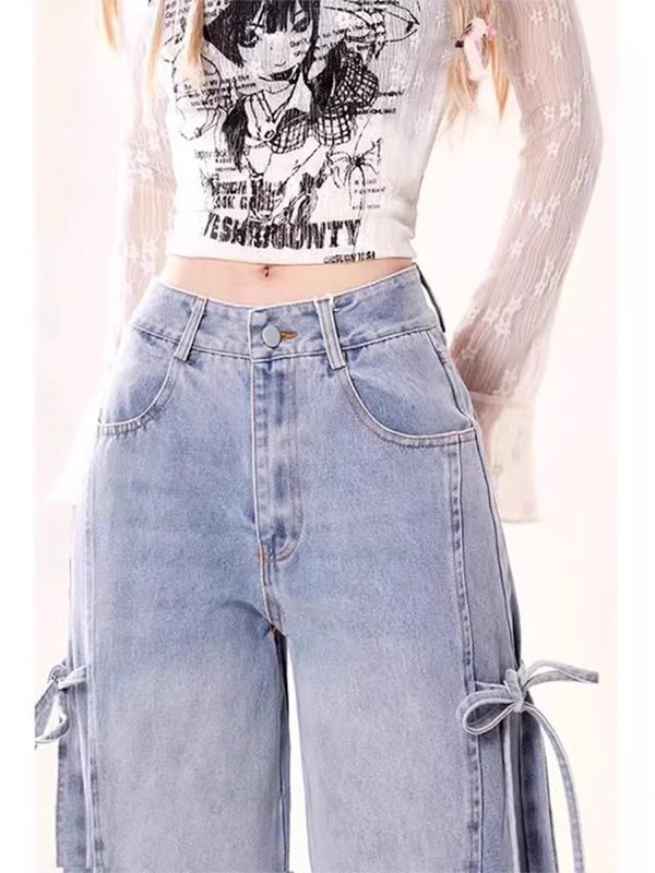 春夏 デニムパンツ ロング丈ボトムスハイウエストジーンズストリートファッション系ファッション練習ジーンズ シルエット加工ゆったりレッグレディースカジュアルジーパン衣装 8,736円