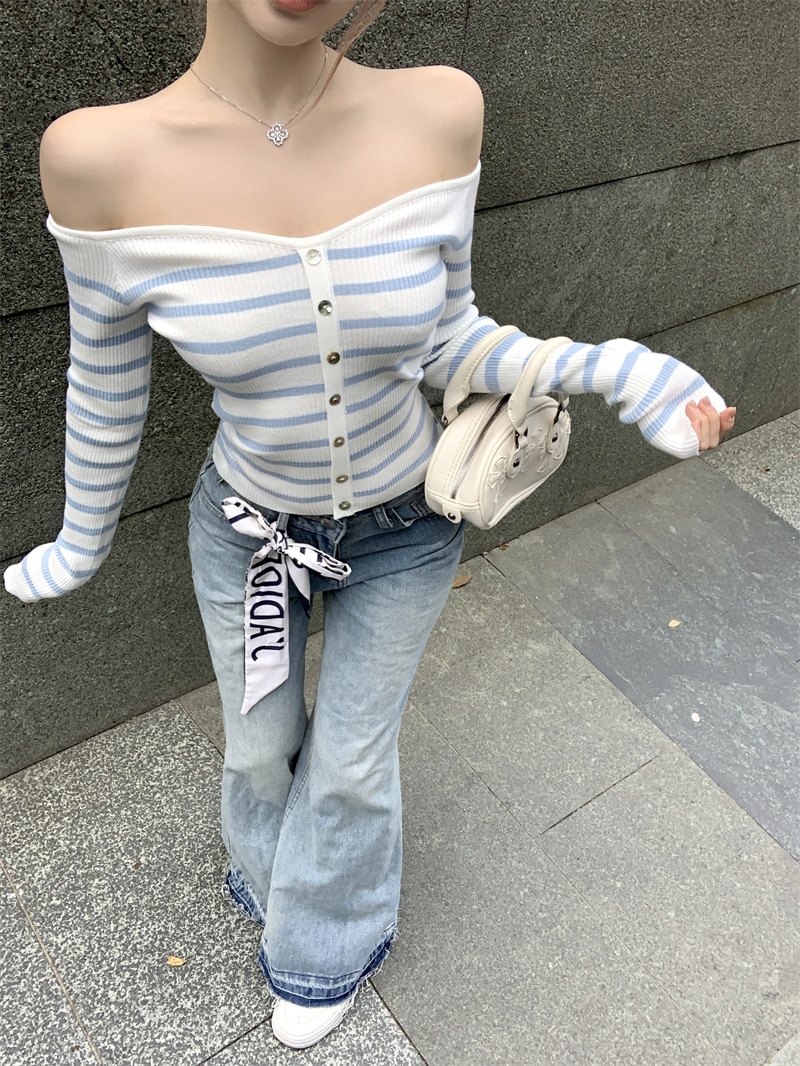 春夏 長袖 Tシャツ ショート丈 カットソーラウンドネックトップスカジュアル配色ストリートへそ出しタイトVネックスリーブ 肌見せ T ファッションレディースかわいいサイド衣装風｜たねまるクローズショップ