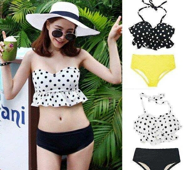 ビキニ 水着 レディース 通販 可愛い女性 レディス スイムウェアママ 大きな胸キレイにきまる ドット柄 6,935円