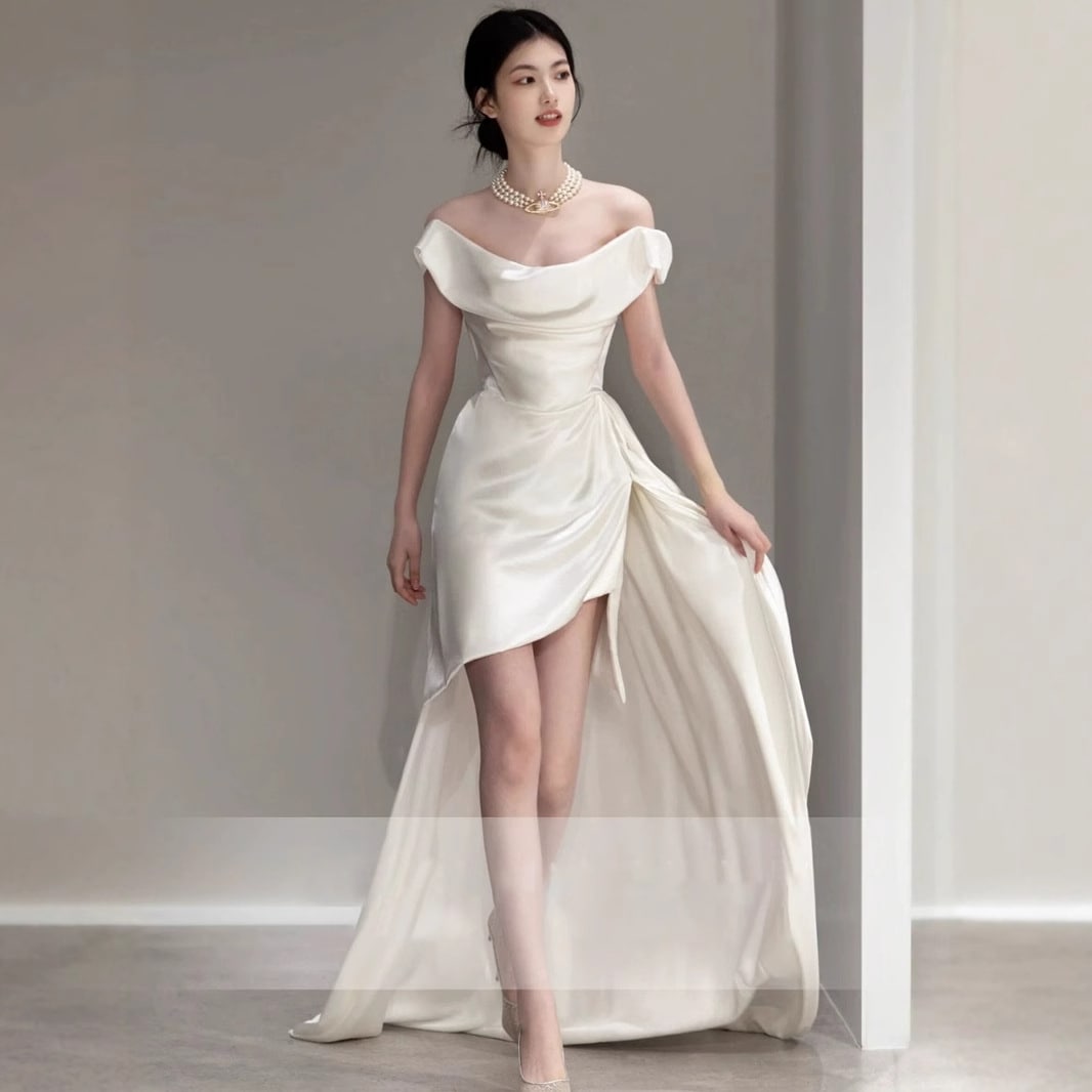 ウェディングドレス 白 結婚式 花嫁 成人式 お呼ばれ ウェディング 演奏会 二次会 パーティードレス 前撮り ワンピース ロングドレス｜たねまるクローズショップ