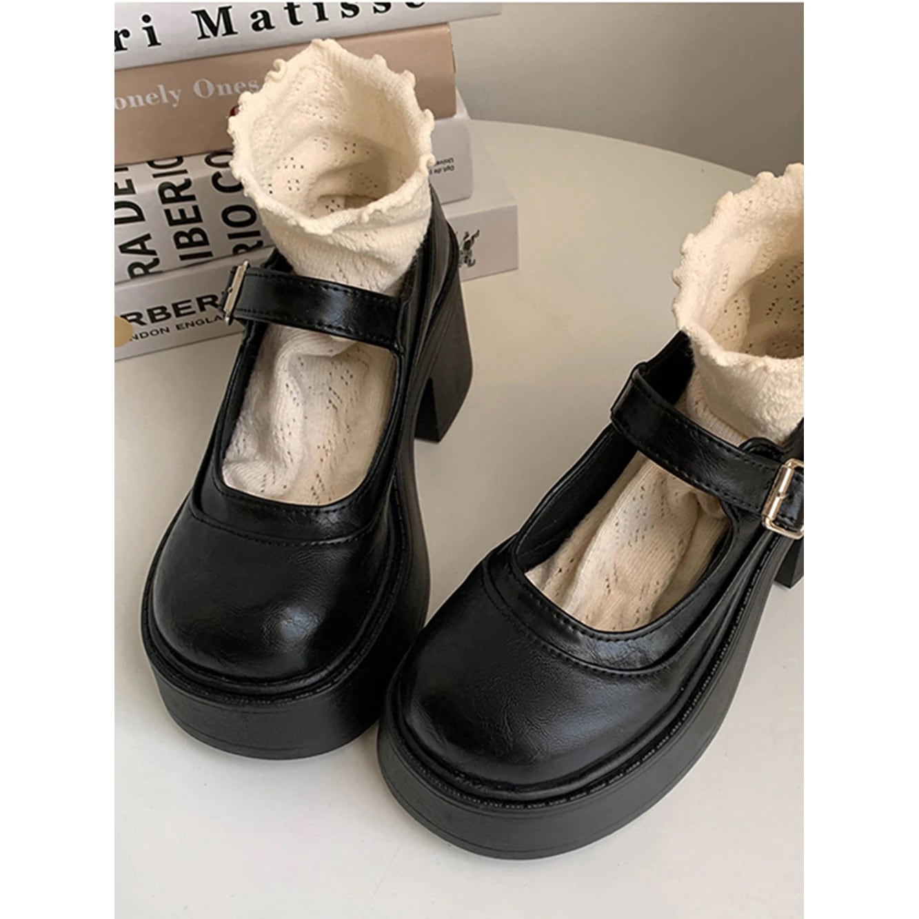 小さな厚底ハイヒールシューズ御上さん用2025歳月浅口いけ図々しいヒールカレッジスタイルシングルシューズ小さな革靴