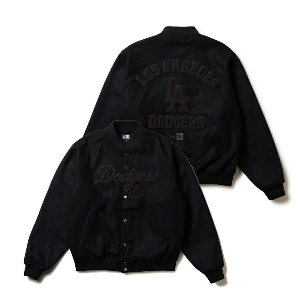 NEW ERA(ニュー内鰓)  メルトン バーシティジャケット  天使の都市・ドジャース 黒いこと上衣 上衣 14682678MELTPM VAR LOSDOD BLK 252