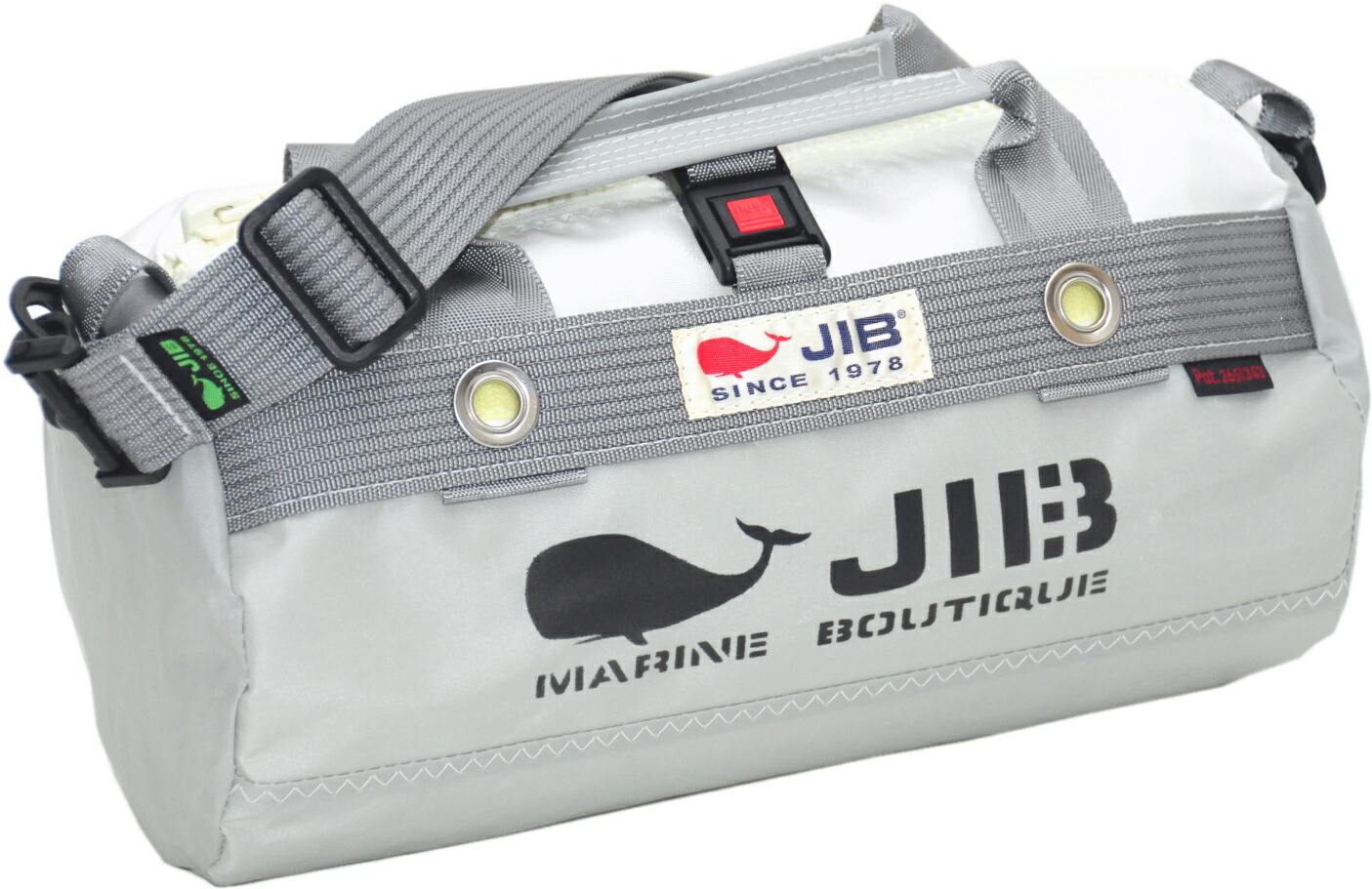 JIB ダッフルバッグSSボーダー　DSSB　モノカラー・グレー W32×φ17cm 約7L ポケット付き　DSSB176