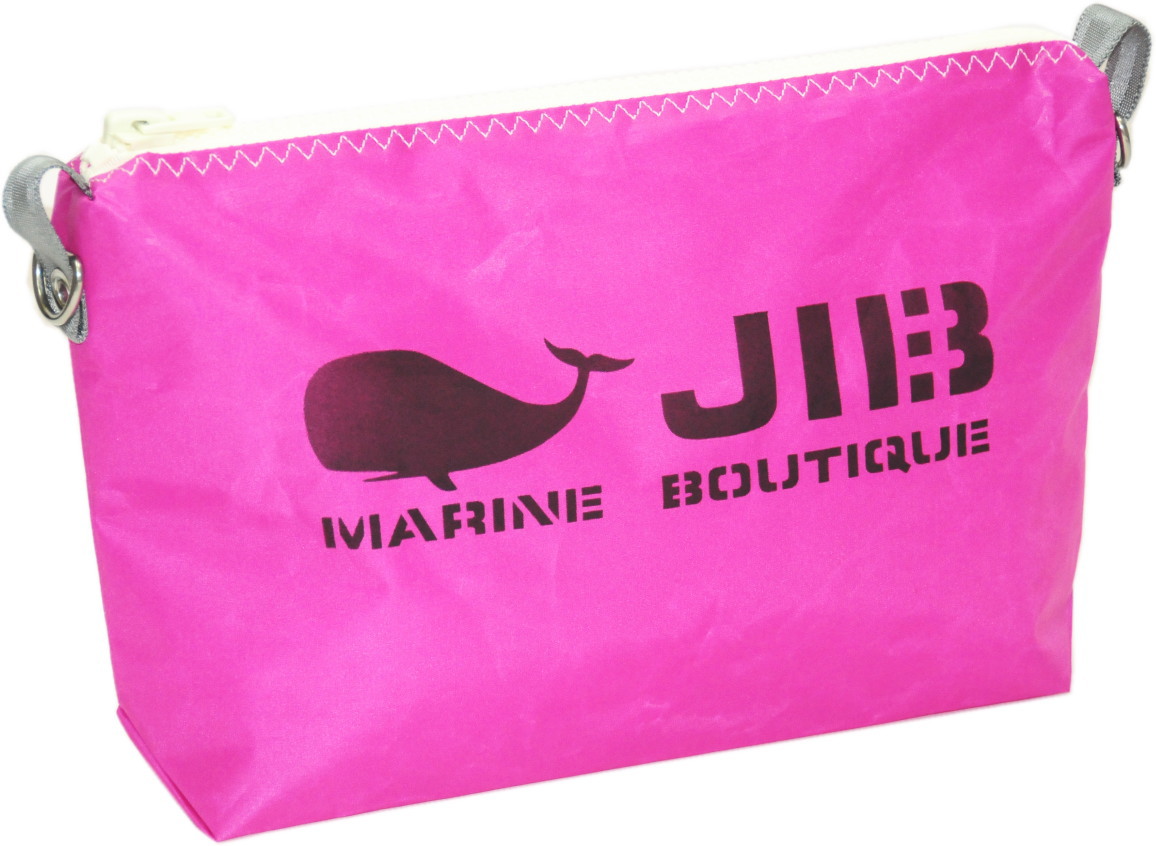 JIB ドキュメントポーチM　ピンク×ホワイトファスナー／グレー耳　32×23.5×8.5cm　PODM68