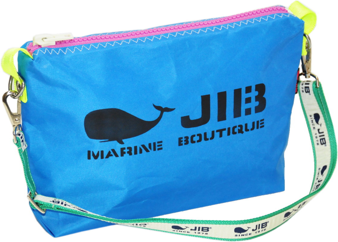 JIB セット販売　PODS ドキュメントポーチS ロケットブルー×ピンクファスナー ＋ 25mm幅ロゴショルダーベルト　PODS63