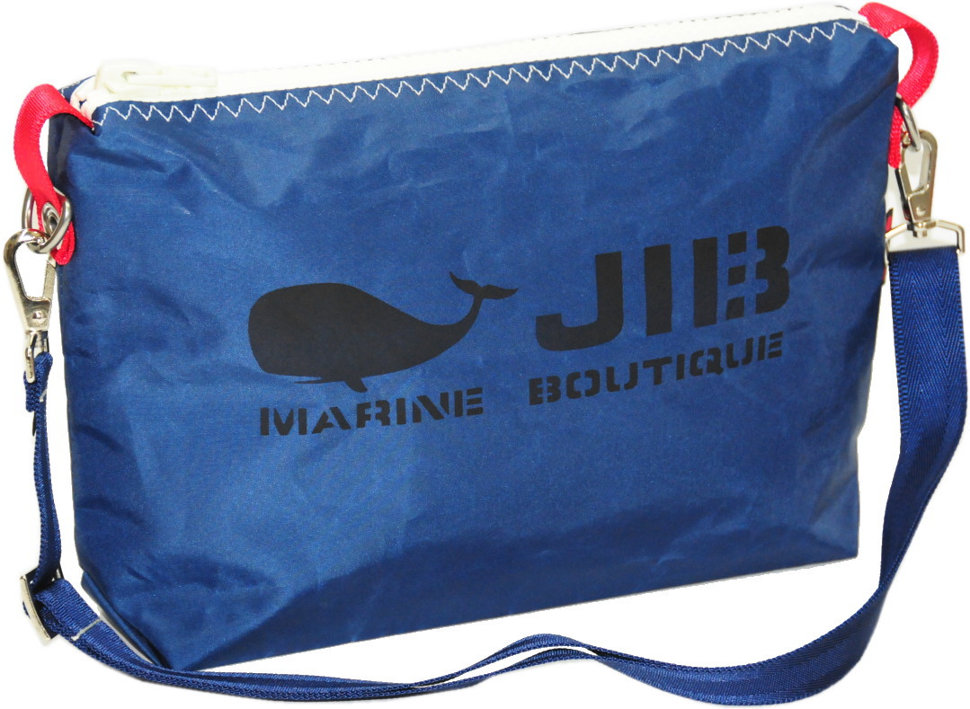 JIB セット販売　PODS ドキュメントポーチS ネイビー×ホワイトファスナー ＋ 25mm幅無地ショルダーベルト　PODS63 7,178円