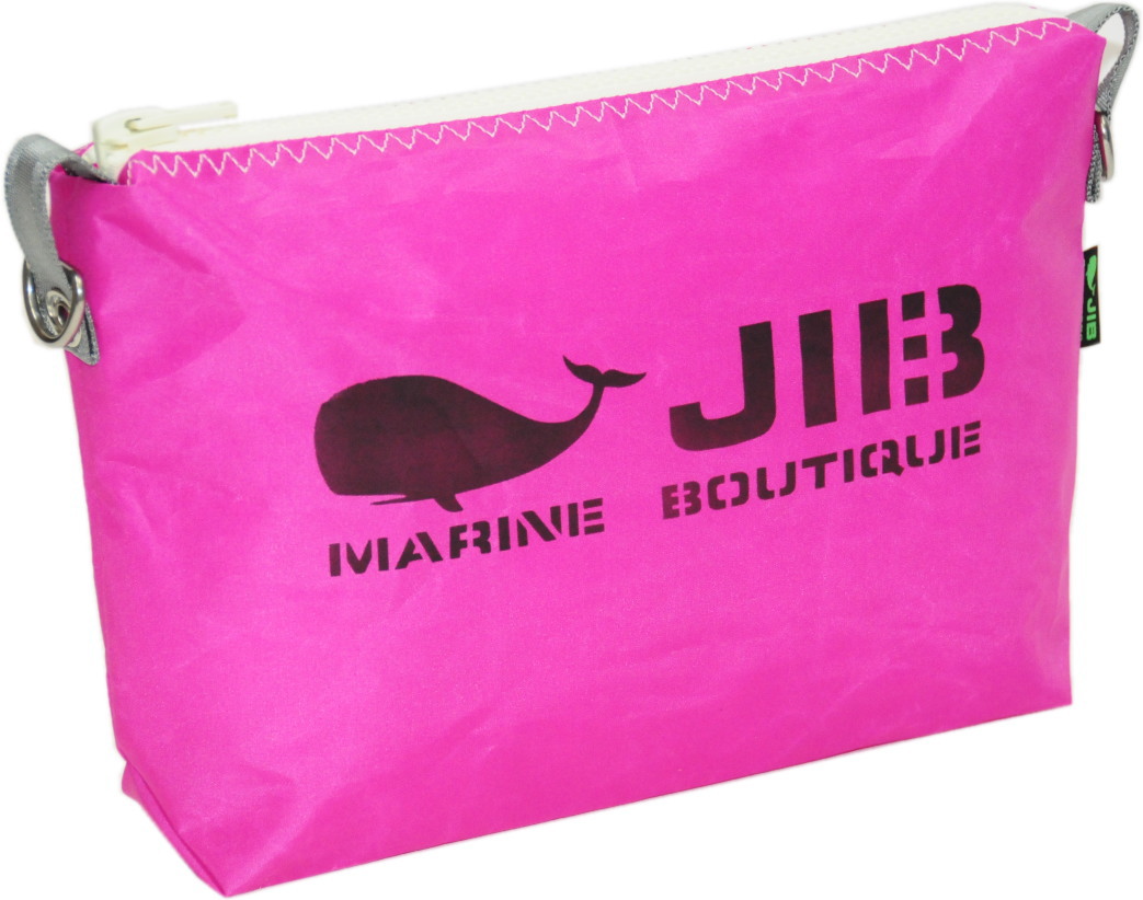 JIB ドキュメントポーチS　ピンク×ホワイトファスナー／グレー耳　28.5×20.5×7cm　PODS63
