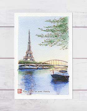 ★即日発送★新品★5枚★プチバトー★パリエッフェル塔★小花柄★ミラレボーダー TGL01 夜のエッフェル塔