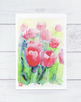 楽天市場】百日紅 [ サルスベリ ] ( ピンク色 水彩画 風景画 ) ☆当店