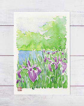 水彩画『百日紅』 空を掬う］ #watercolorpainting #watercolor #sky #water