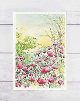 水彩画『百日紅』 楽天市場】百日紅 [ サルスベリ ] ( ピンク色 水彩画 風景画