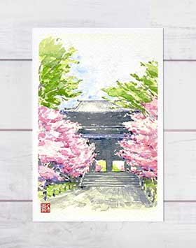 冨田溪仙、【祇園夜桜】、希少な額装用画集より、美品、新品額装付 v-0045-1.jpg
