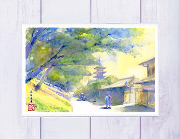風景画2 楽天市場】平安神宮 [ 応天門1 ] ( 神社仏閣 和風 京都 水彩画