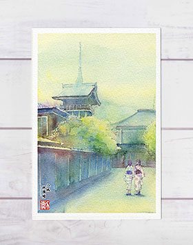 水彩画鎌倉八幡宮( 額装済み) pd_edc6696e52e934483b80f83eed4