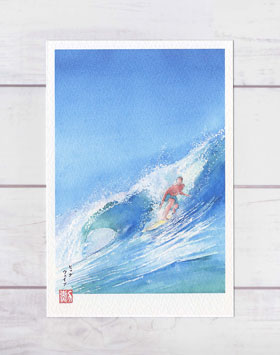 サーフィン 水彩画 アート作品 楽天市場】波とサーフィン2 ( 夏 海 波乗り サーフボード