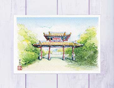 首里城水彩画 楽天市場】首里城 正殿 ( 琉球王国 那覇 沖縄 水彩画 風景画