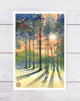 森林風景 水彩画 楽天市場】樹林と広場 ( 秋 初秋 広葉樹林 森 京都府立植物園