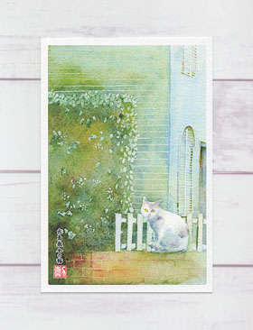 中秋の名月と猫、水彩紙24cm×35cm 中秋の名月と猫、水彩紙24cm×35cm 絵画