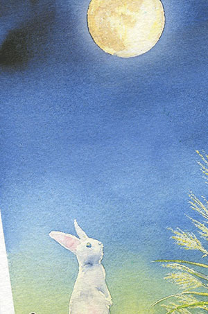 ☆ 楽天ランキング4位入賞 ☆月とうさぎ ( 白うさぎ 兎 満月 ススキ