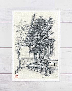 楽天市場】熊本城 源之進櫓 [ 鉛筆画 ] ( 城 櫓 重要文化財 90年代