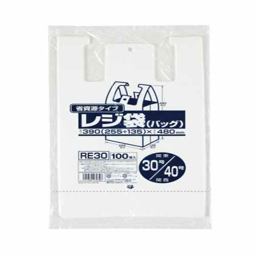 ジャパックス 金銭登録器袋（乳白） 省リソース印字機 RE30 30号/40号 0.013×390（255+135）×480粍［3000枚入］