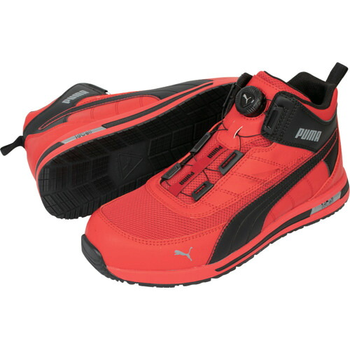 PUMA　プロテクティブスニーカー　スイッチバック　レッド　ディスク　ミッド　27.0　63.215.0-27.0　1足（65-6840126）