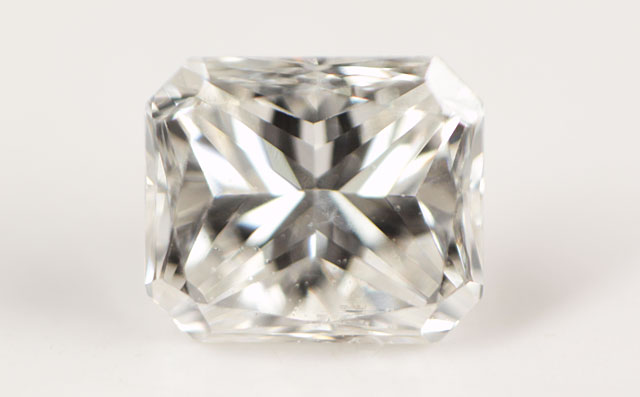 天然ダイヤモンド ルース(裸石) 0.155ct, Gカラー, SI-2, カットコーナード・レクタングラー・モディファイド・ブリリアント・カット