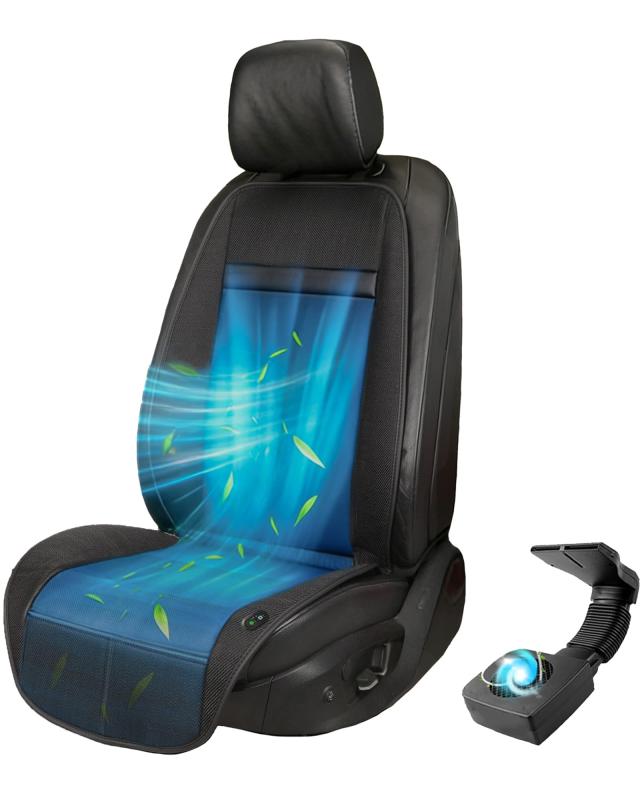 VIGOUROUS【2026年ファン外付け型 /エアコン冷気吸引/自動起動停止】クールシートカバー 車 シートクーラー 3段階風量調節 & 自動モード付き メッシュ通気素材 綿麻 サマーシートカバー 背