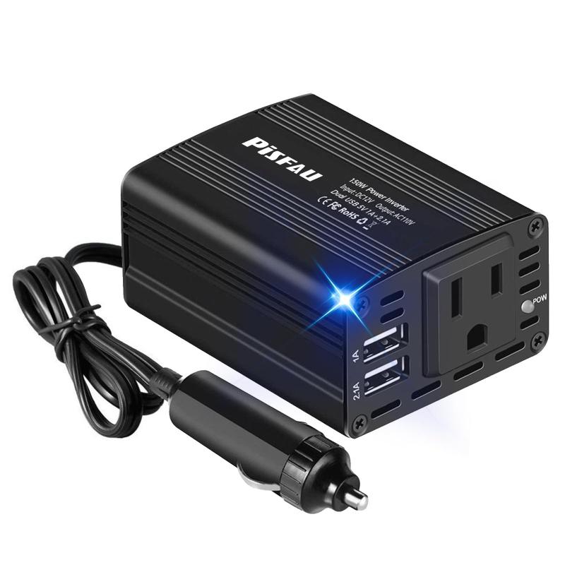 PiSFAU 150W 200W カーインバーター コンバーター DC12VをAC110Vに交換 車載 USB給電