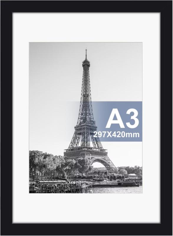 Raoendis a3 額縁 5枚セット壁掛け フォトフレーム 軽量額縁 ポスターフレーム 縦置き・横置き可能 ブラック 【サイズ29.7x42cm】画像