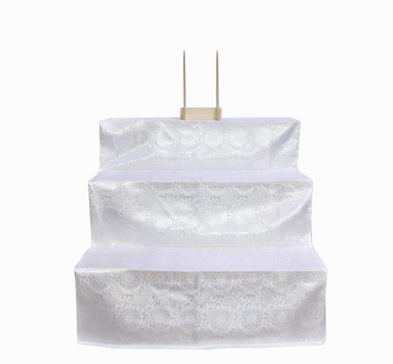 二段祭壇 三段祭壇 木製祭壇 2段 3段 白布覆付 写真立て付き 法事 法要 仏事 お盆 コンパクト盆棚 精霊棚 お盆用木製祭壇 お盆用品 新盆 初盆 祭壇 盆飾壇 組立らくらく (三段 (幅80cm))