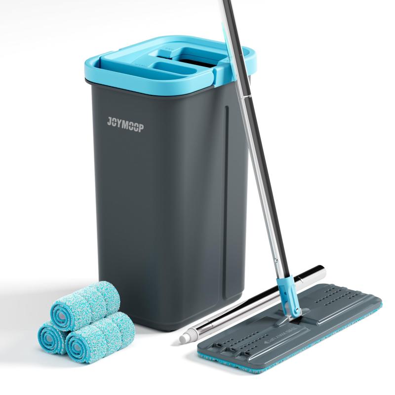JOYMOOP モップとバケツセット ハンズフリー フラットモップ 絞り器付き 乾湿両用 床掃除対応 7,331円