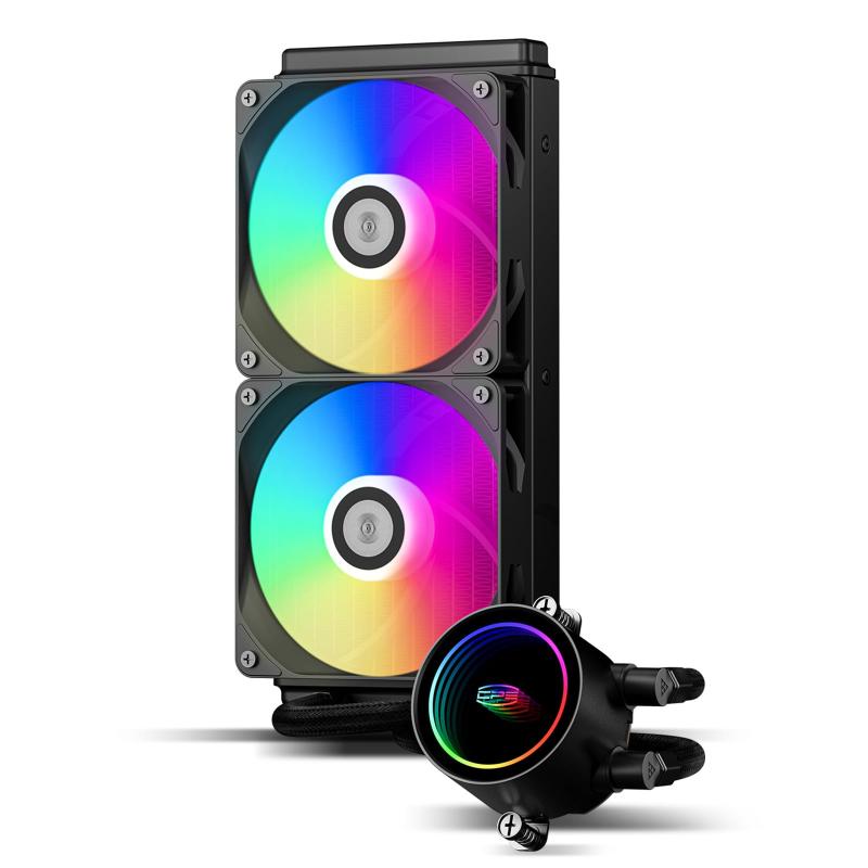 PCCOOLER CPS DA240 ARGB AIO リキッドクーラー 240粍 中央処理装置冷房装置 デュアルARGB気違い付き添い人 高性能3000RPM揚水機速力度 能率的な240粍 AIO冷房装置 パソコン力くらべ用 黒いこと