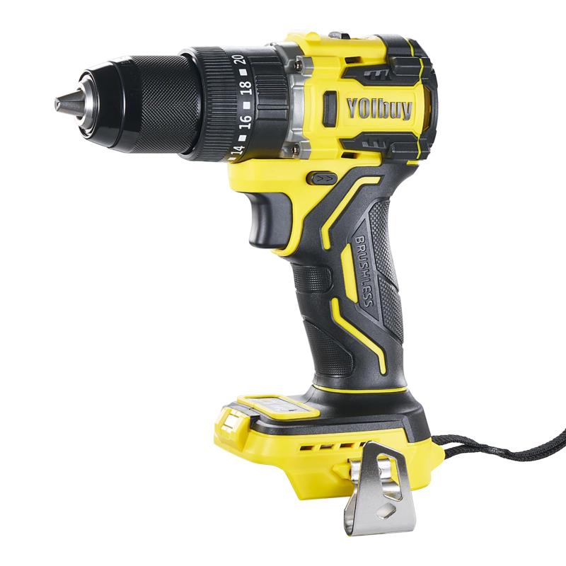 YOIbuy PRO 充電式 震動ドライバドリル 18V 互換 ドリルドライバー 高出力 ブラシレスモータ搭載 maxトルク70Nm 振り回る保護機能（APC機能）搭載 ターボモード付き Max回転数1950rpm 振動ドリル機能