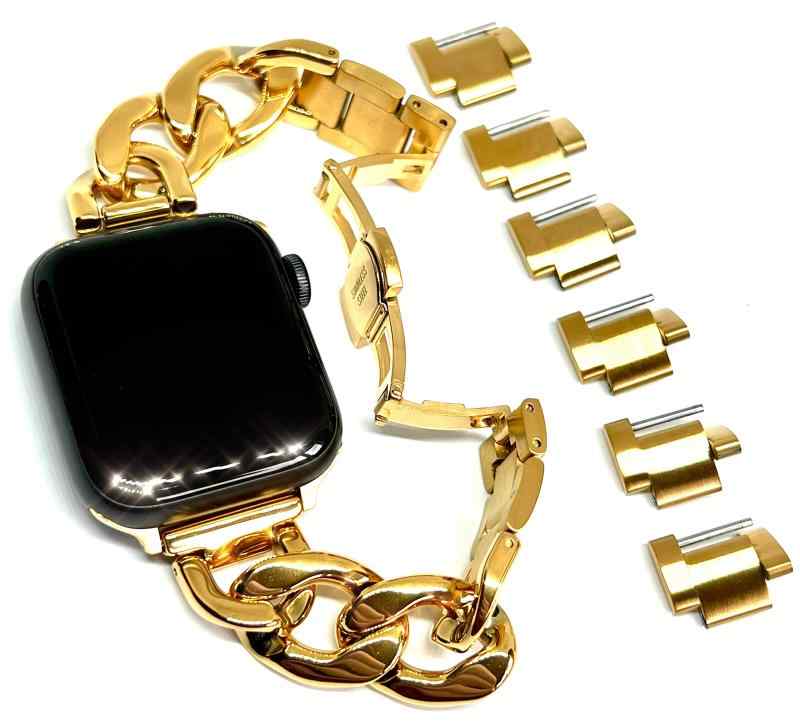 Royce&Roland Apple watch チェーンバンド/バタフライバックル (40mm 41mm 42mm / 44mm 45mm 46mm 49mm) おしゃれ アップルウォッチ 時計 バンド ベルト/ステンレス (Series 11