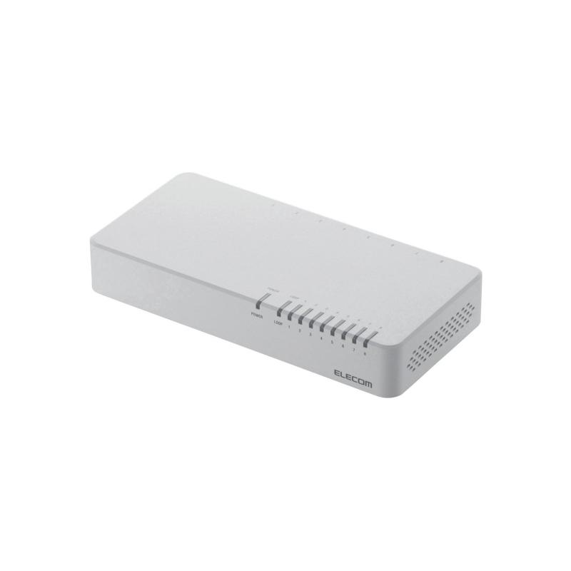 エレコム スイッチングハブ 8ポート 10/100Mbps マグネット付き 電源内蔵 EHC-F08PN-JW