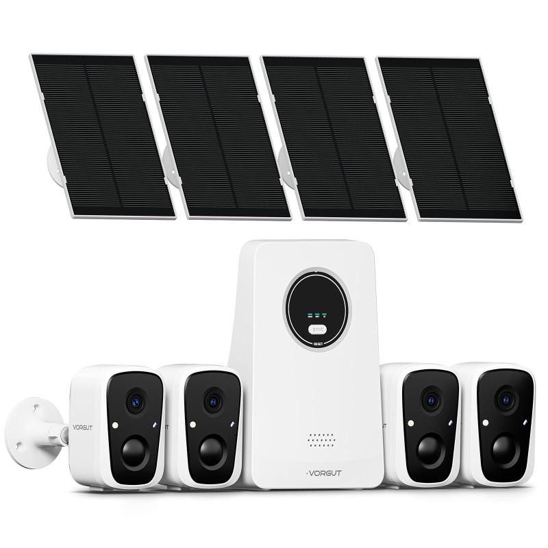 VORGUT 防犯カメラ 屋外 ソーラー 4台セット 400万画素 監視カメラ 屋外 電源不要 2.4G/5GHz対応 128G SDカード内蔵
