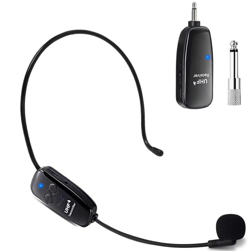 【技適マーク認証済】ワイヤレスマイク Oulou 無線マイク ヘッドセットマイク UHF 50メートル伝送範囲 自動ペア 音量調整 耳掛式 ステージポータブル拡声器 軽量 拡声器に対応 録音機能なし