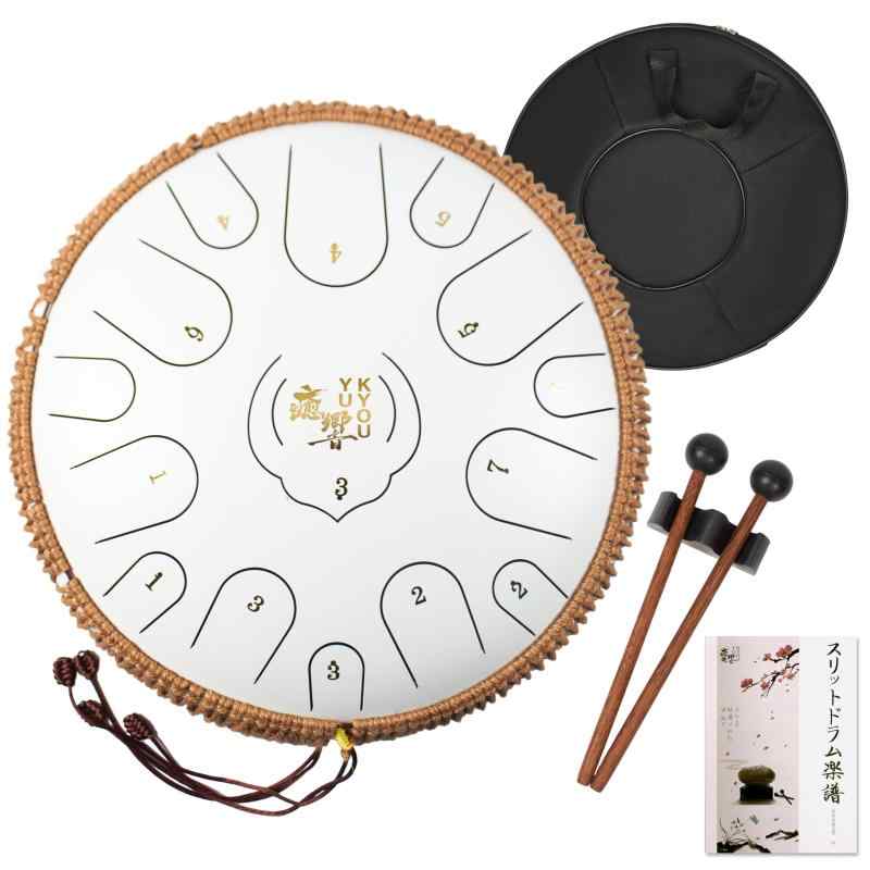 癒響YUKYOU 2024スリットドラム- 15音14インチ 35cm Dメジャ- タングドラム プロパノ一夕 楽器 打楽器 スチ一ルドラム- 音楽演奏、心の癒し、子供向け簡単楽器、瞑想ヨガ、音楽療法