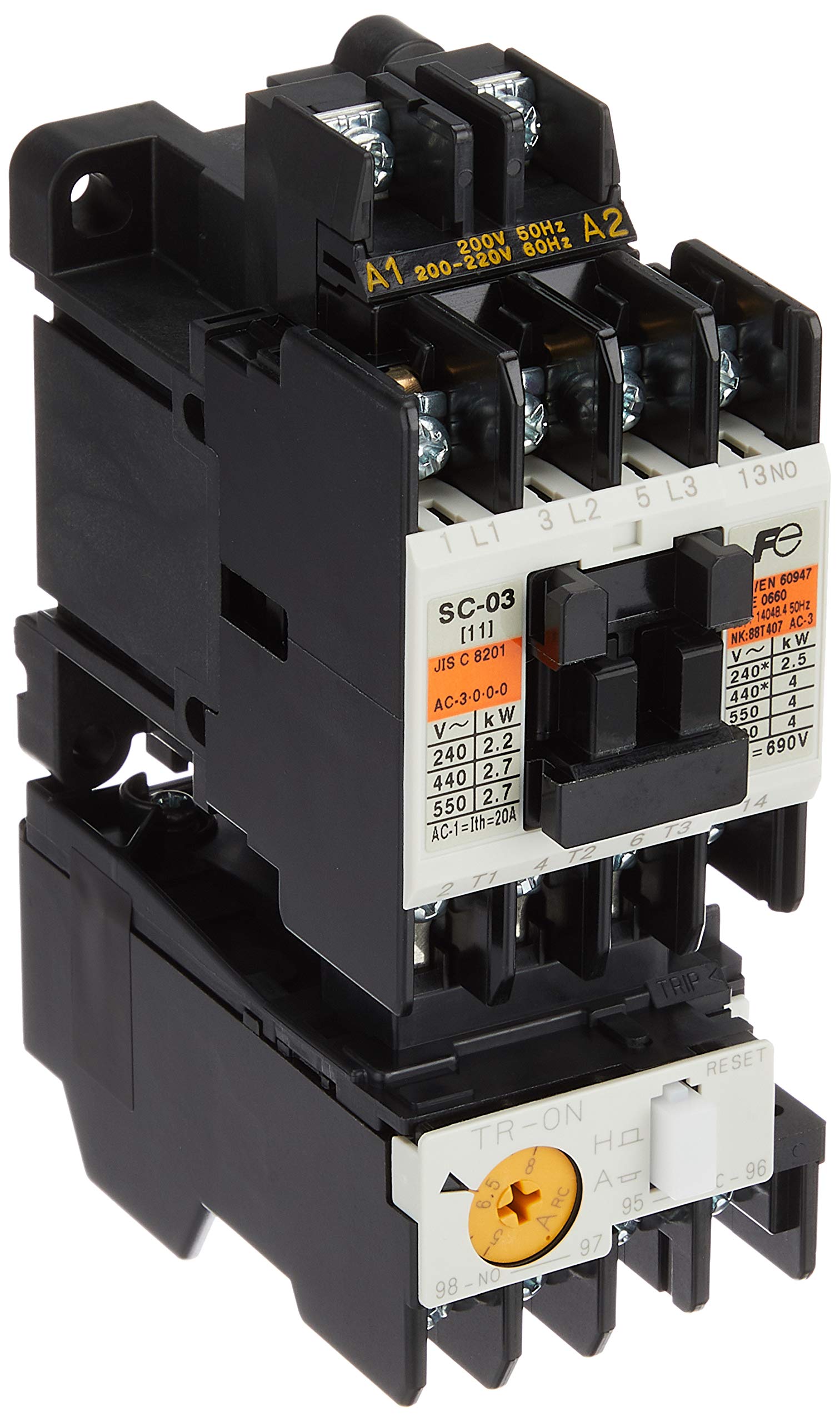 富士電機 標準形電磁開閉器 ケースカバー無 SW-03-200V-1.5KW-AC200V-1A|楽しいお買い物館