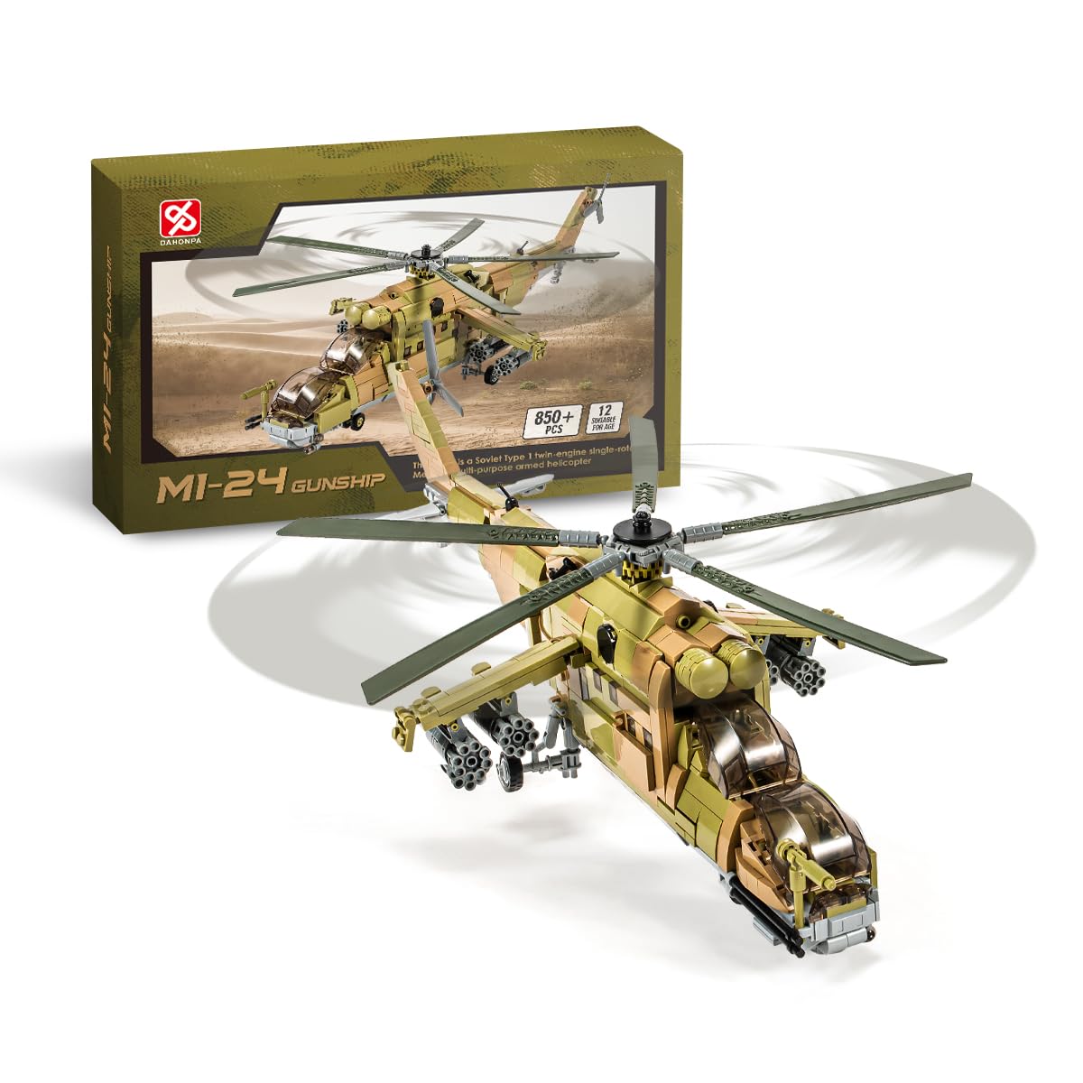 DAHONPA MI-24S ヘリコプター ミディアム ユーティリティ ミリタリー 陸軍 飛行機 組み立てブロックセット 850個以上 空軍 ビルドブロック おもちゃ 子供と大人へのギフトに|楽しいお買い物館