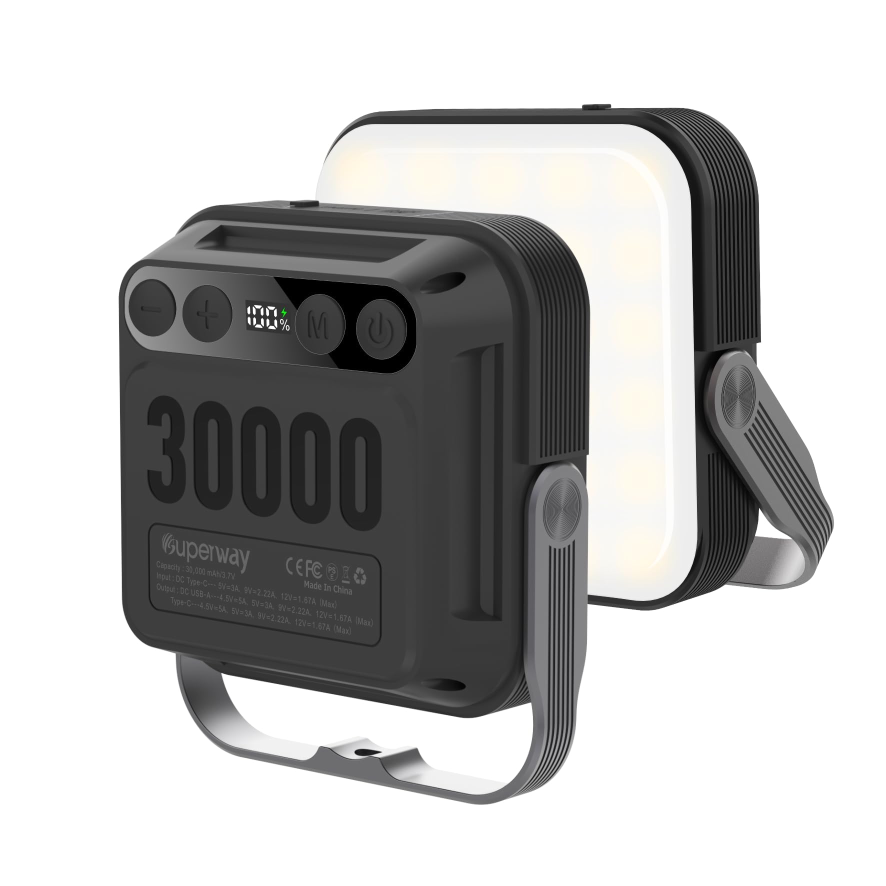 SUPERWAY 30000mAh led ランタンQC 3.0/22.5W 2025新登場 1600ルーメン 四色切替 昼光色 昼白色 電球色 赤色点灯 SOS 防水 防災グッズ アウトドア ライト 電気量輝度数字表示 光色/輝度記憶 三脚接続可能 |楽しいお買い物館