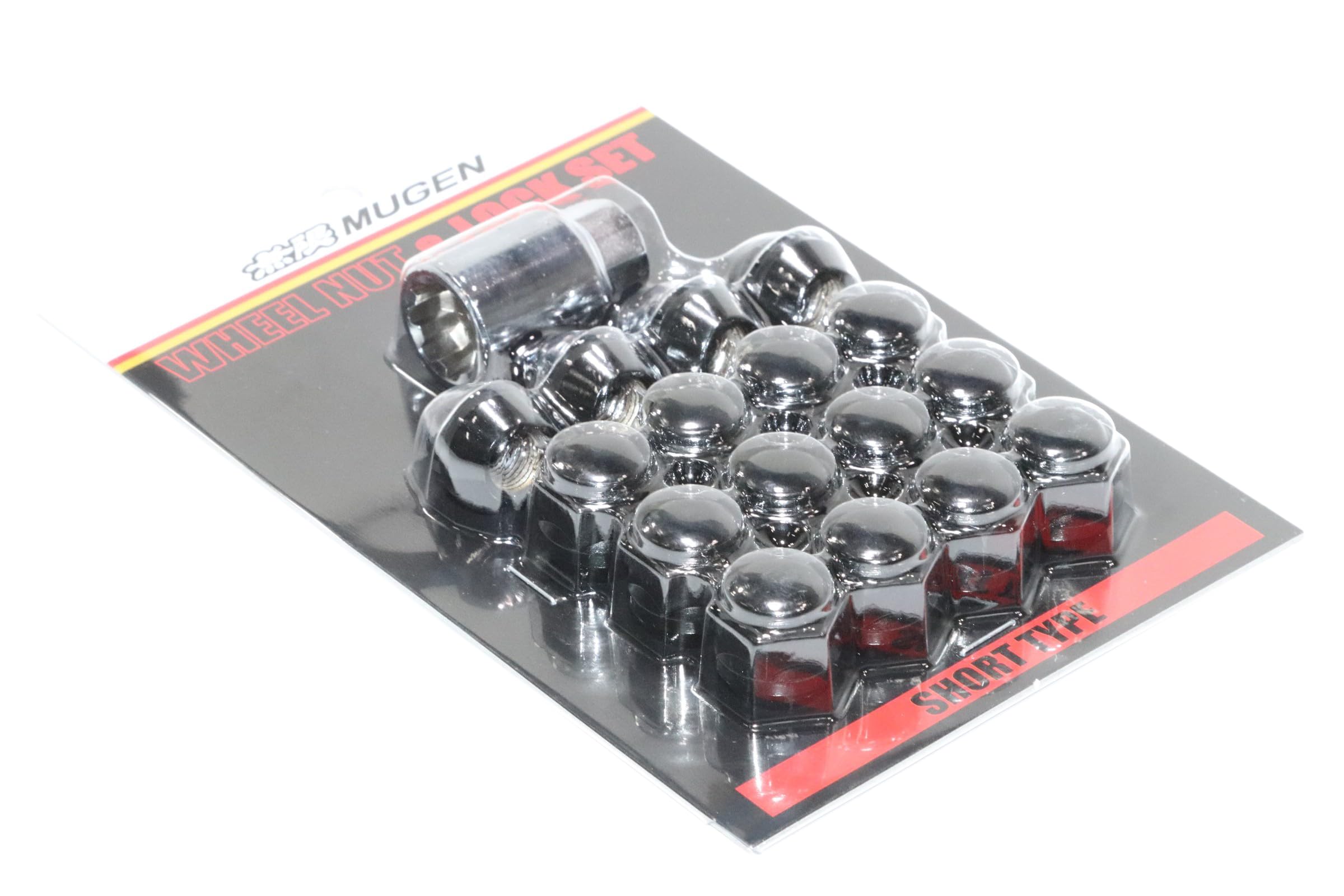 MUGEN【 無限 】ホイールナット&ロックセット (テーパータイプ) ショート(ブラック) 4穴車用 08181-XXB K1S0-BL｜楽しいお買い物館