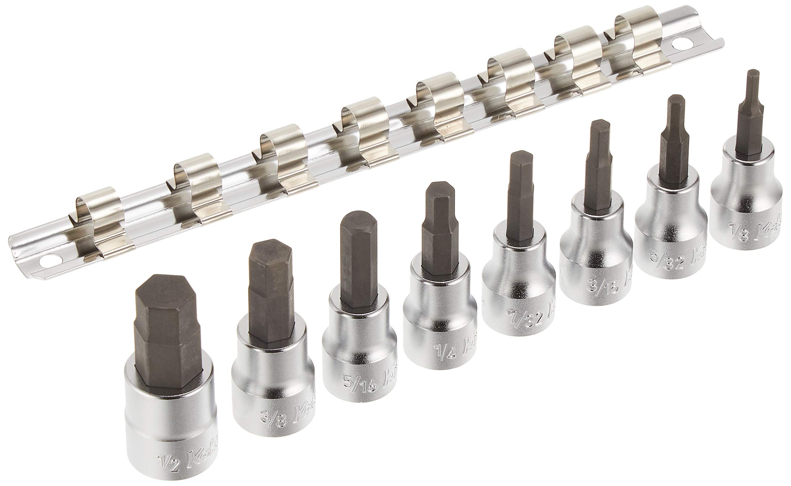 Ko-ken RS3010A/8-L50 3/8" (9.5mm)sq. ヘックスビットソケット レールセット 全長50mm 8ヶ組 RS3010A/8-L50｜楽しいお買い物館