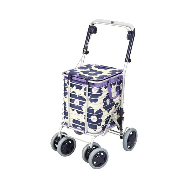 ワイヤーカート シルバーカー ブレーキ付 A-0245H 花柄 ユーバ産業 介護用品