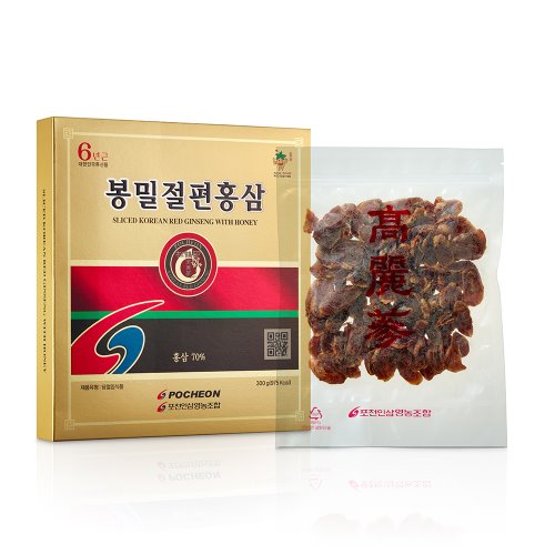 6年根蜂蜜切片紅参 300g 大容量 業務用 高麗人参蜂蜜漬け 抱川人参営農組合 (SLICED KOREAN RED GINSENG WITH HONEY- POCHEON ポチョン) 紅参切り餅・蜜漬け紅参スライス たんぽぽ本舗