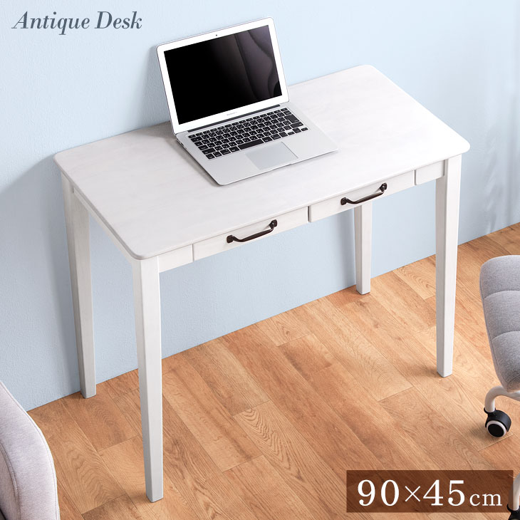 ホワイト木製パソコンデスク 引き出し付き interior-works_sa-hm140-73ds-hm65
