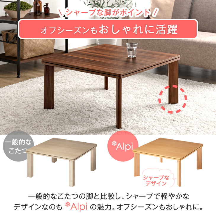 タンスのゲン 布団付きこたつ2点セット（69×69cm・コーデュロイ）（3枚目）